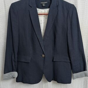 British Khaki Navy Blazer with Anchor Lining